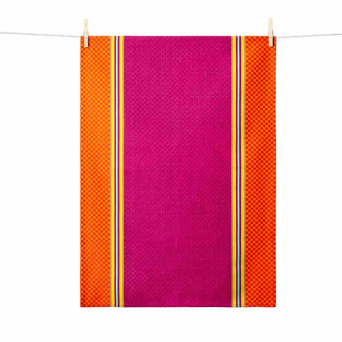 Tissage Moutet Purple & Orange French Jacquard Tea Towel