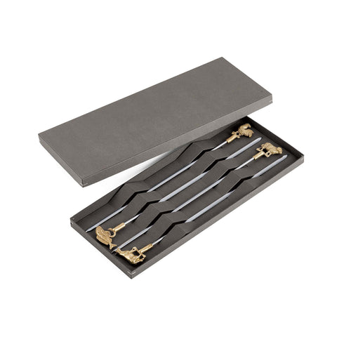 Triangle Set of 4 Stainless Steel Skewers in Gift Box