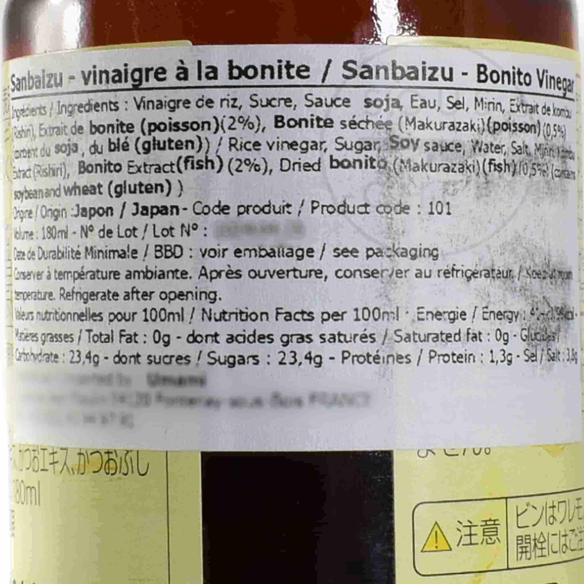 Sanbaizu Vinegar With Bonito, 180ml