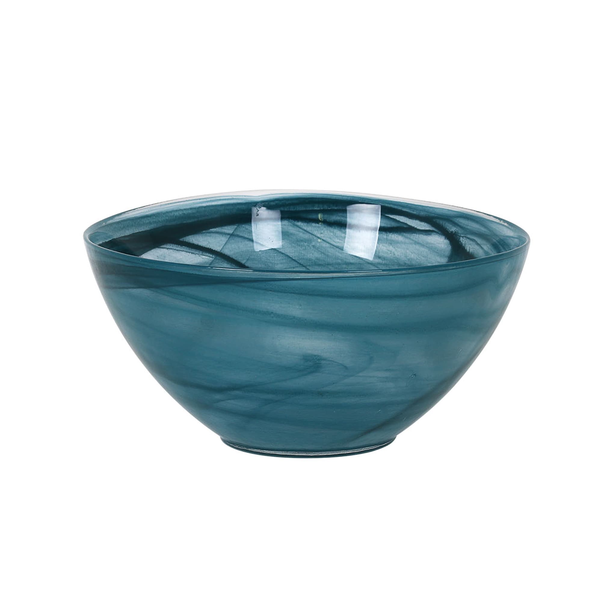 Teal Marble Glass Serving Bowl, 25cm