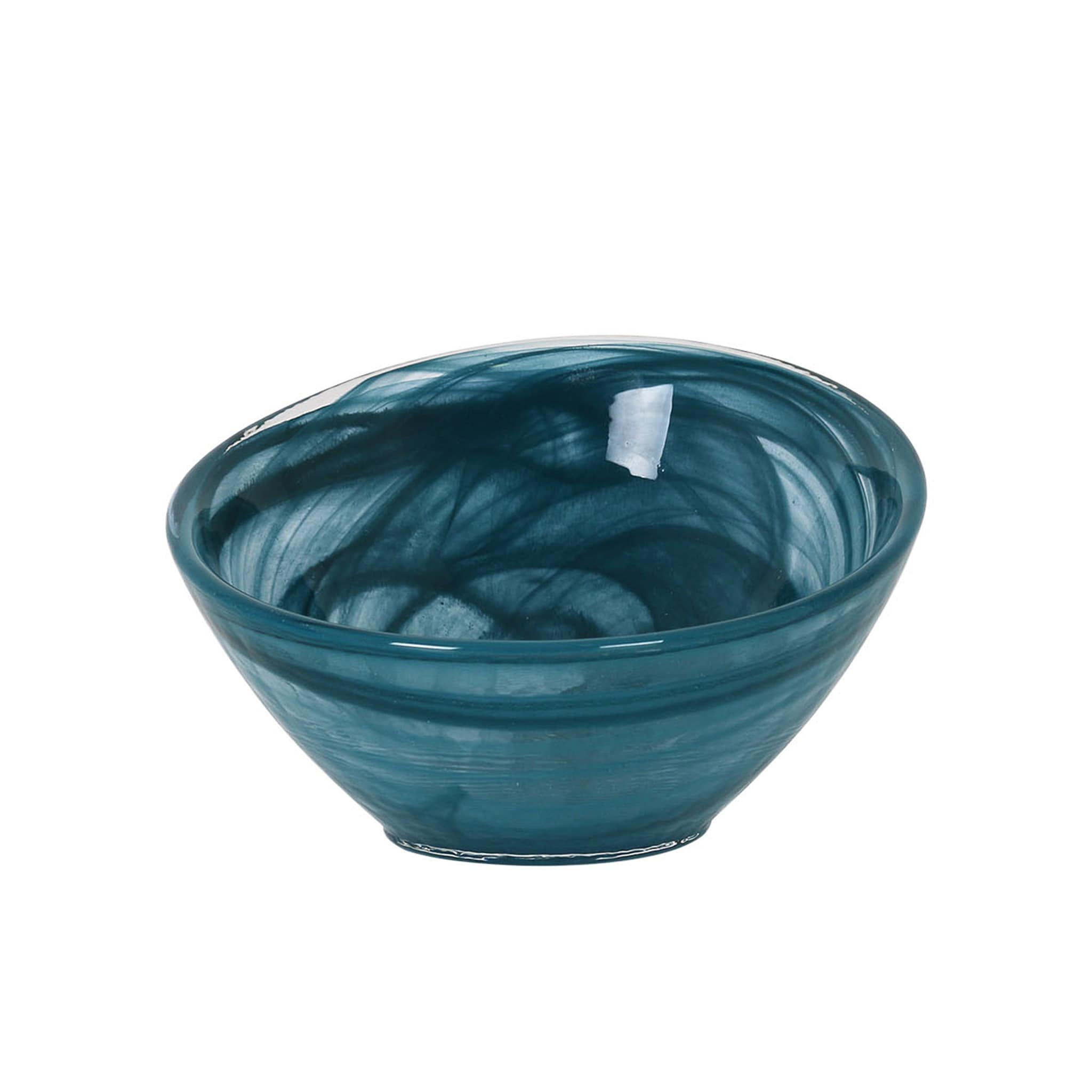 Teal Marble Glass Bowl, 14.5cm