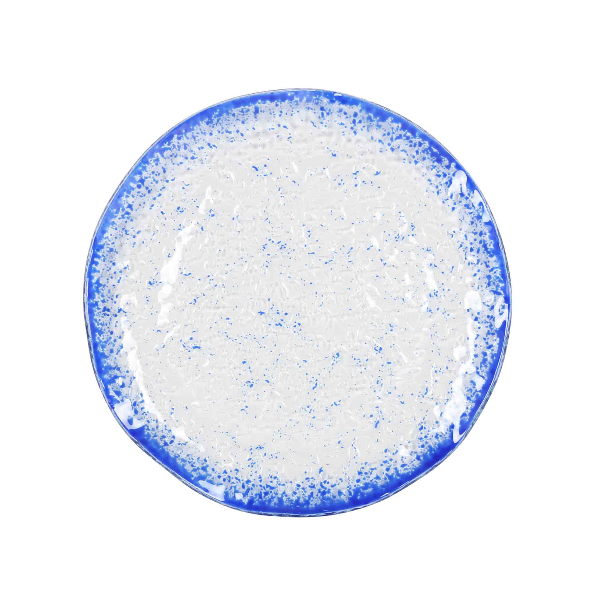 Cobalt Blue Rim Glass Dinner Plate, 24.5cm
