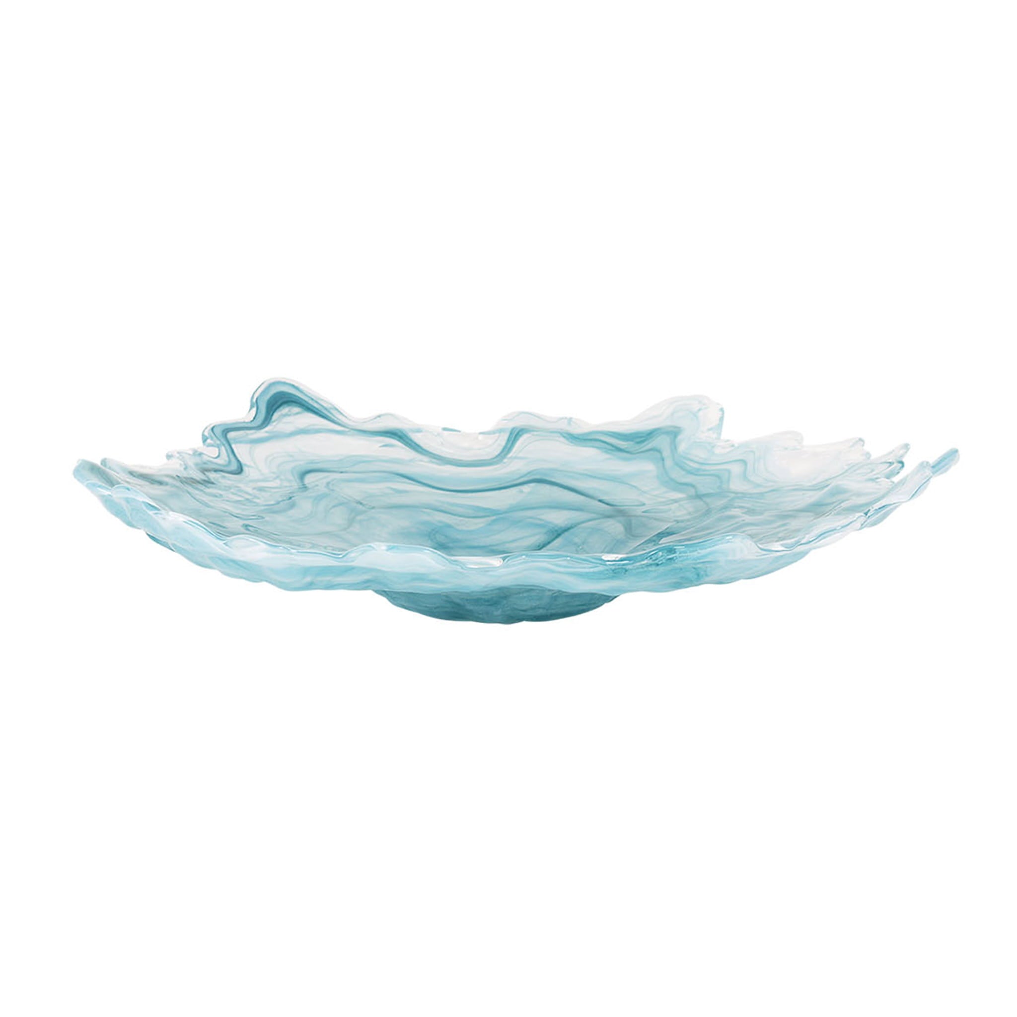 Turquoise Marble Glass Serving Tray, 39cm