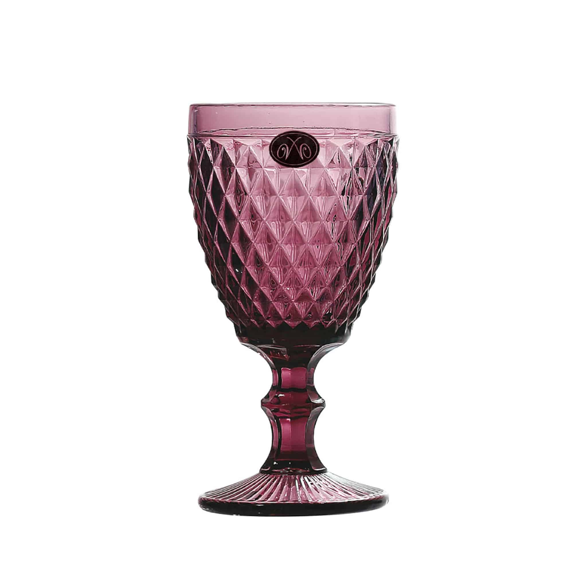 Set of 6 Purple Diamond Wine Glasses, 350ml