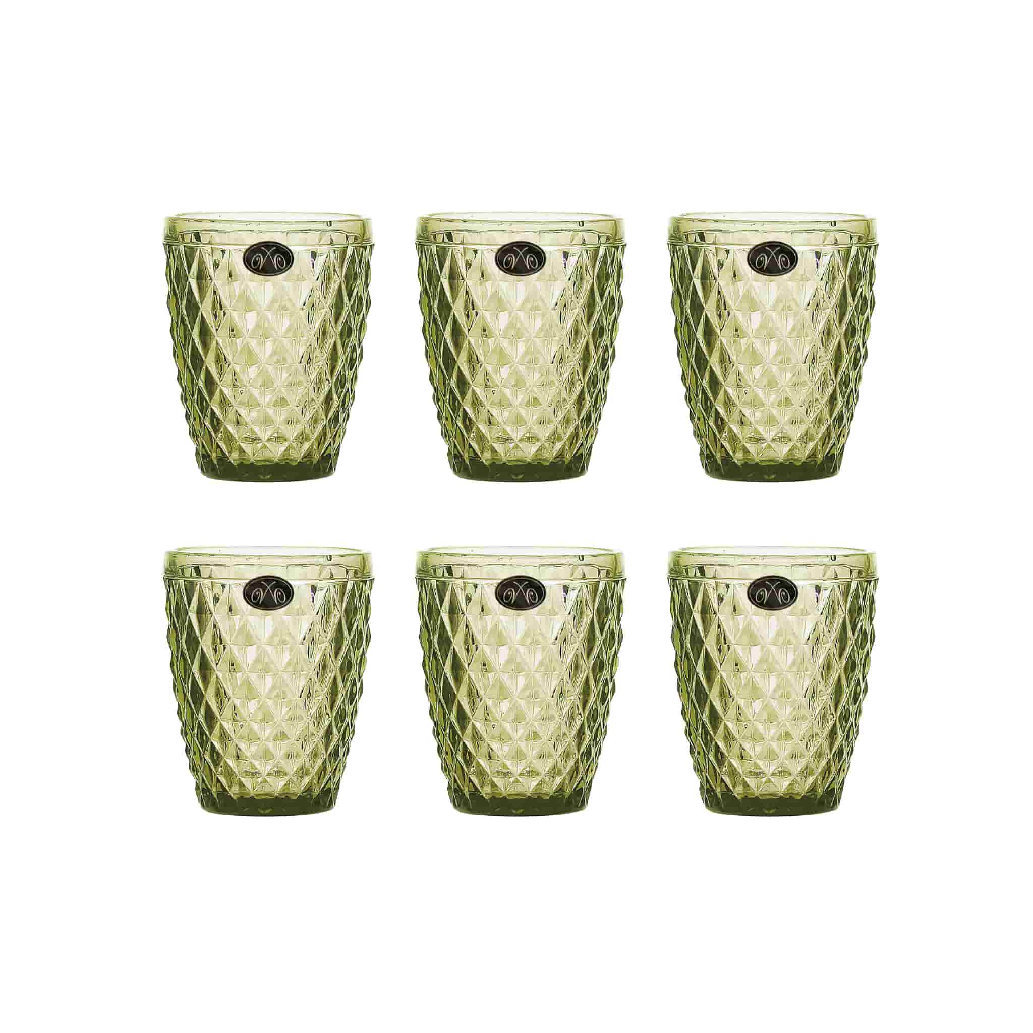 Set of 6 Green Diamond Tumblers, 270ml