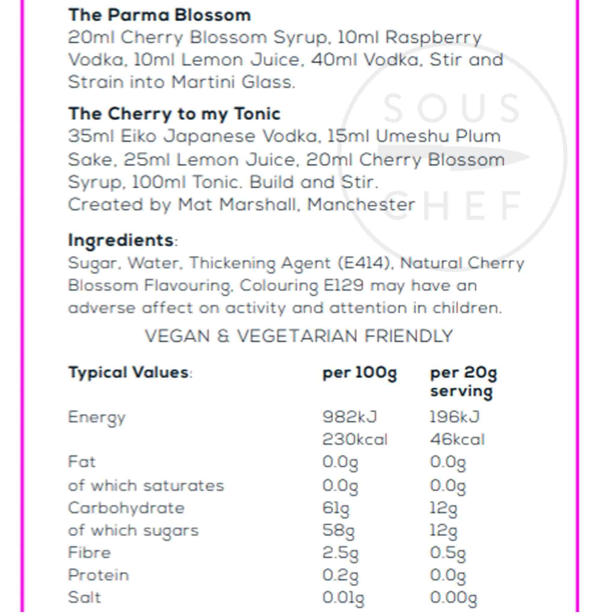 William Fox Premium Cherry Blossom Syrup, 750ml