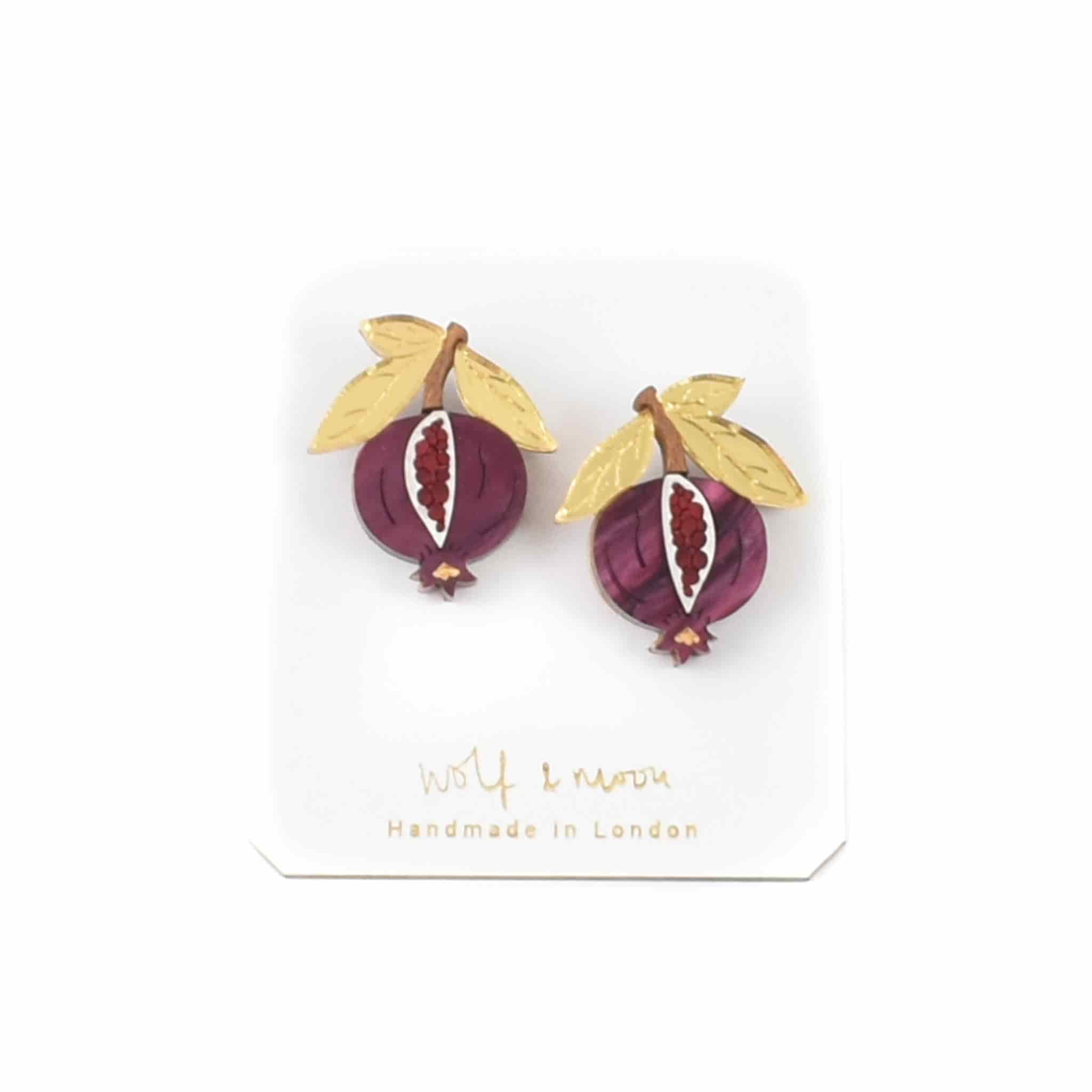 Wolf & Moon Mini Pomegranate Stud Earrings