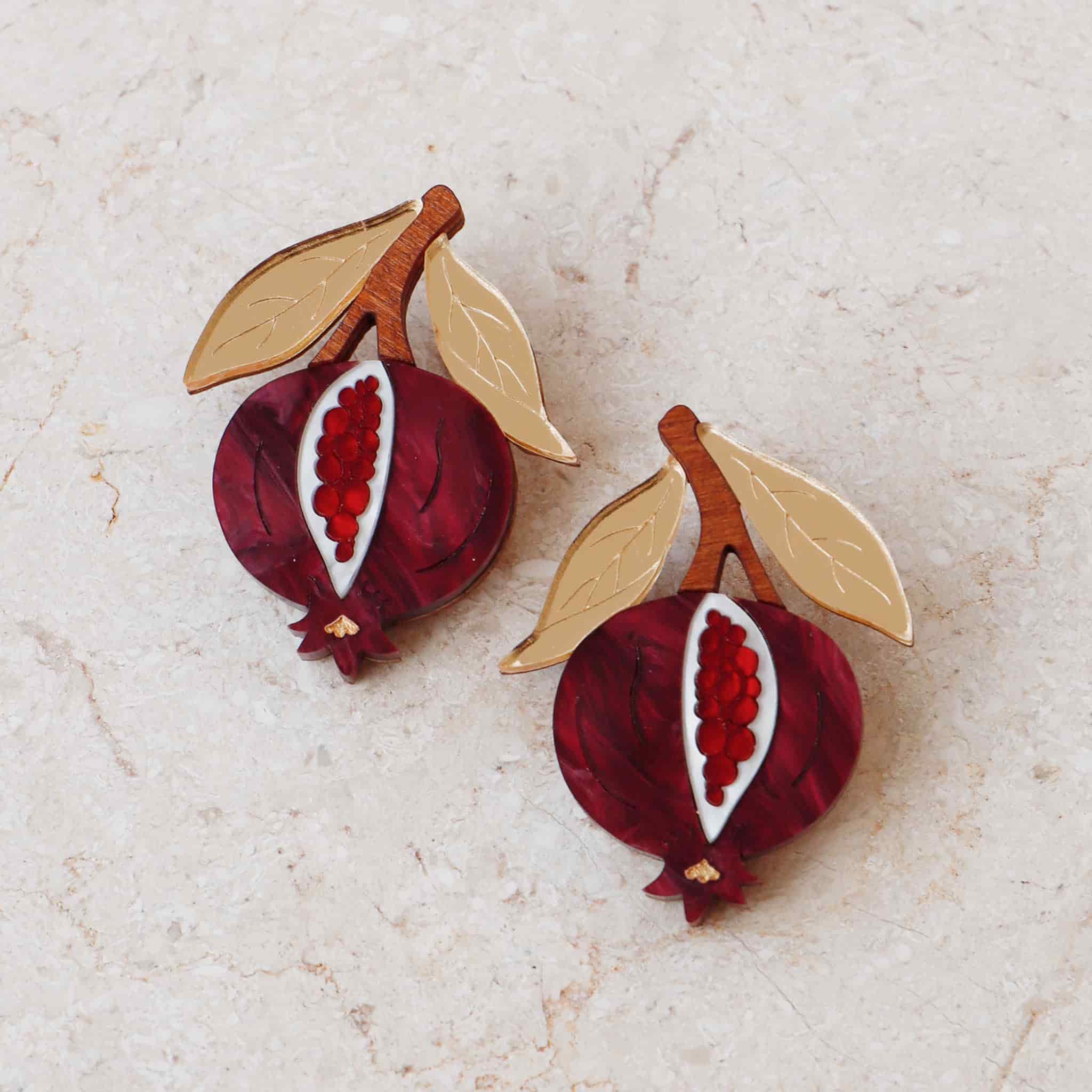 Wolf & Moon Mini Pomegranate Stud Earrings