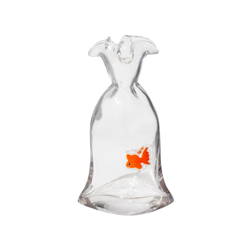 Goldfish in Bag Glass Vase, 13cm