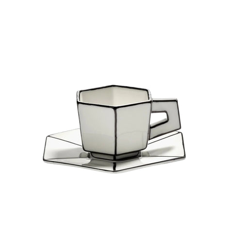 Serax Carte Blanche White & Black Ceramic Espresso Cup & Saucer, 90ml