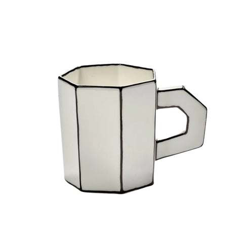 Serax Carte Blanche White & Black Ceramic Teacup, 300ml
