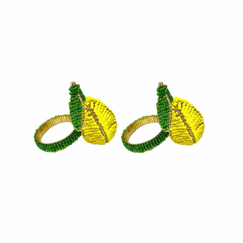 Set of 2 Beaded Lemon Napkin Rings