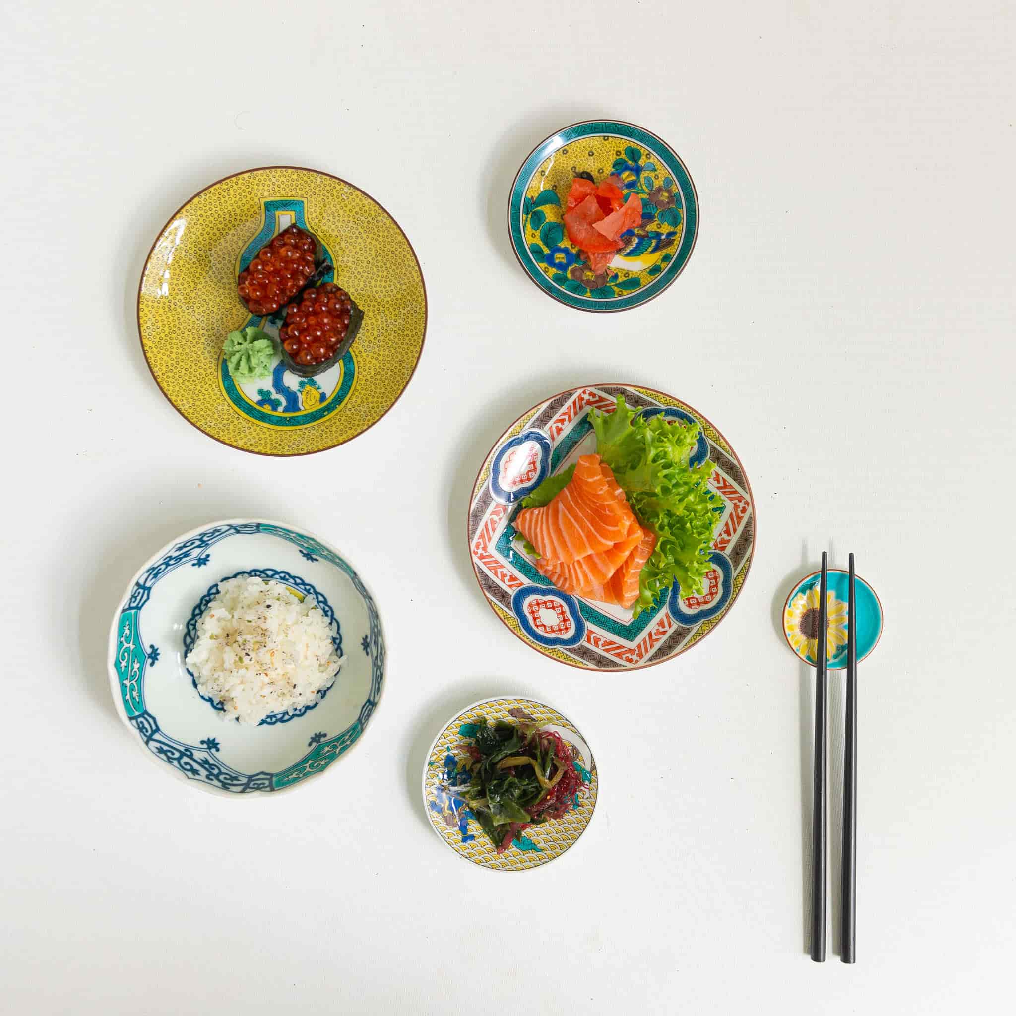 Seikou Porcelain Assorted Floral Chopstick Rests, Set of 5