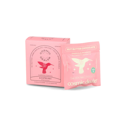 Cosmic Dealer Box of 4 Raspberry & Buckwheat Filled Chocolates, 320g