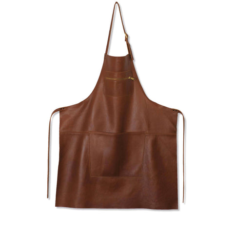 Dutchdeluxes Leather Zipper Apron in Classic Brown