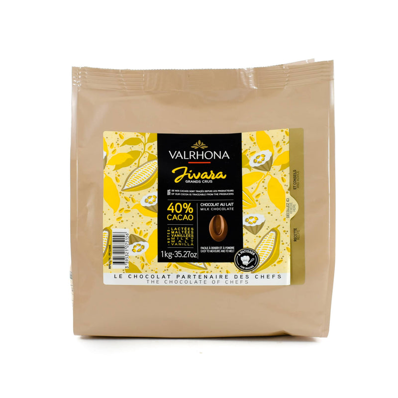 Valrhona Jivara 40% Milk Chocolate Chips 1kg packaging