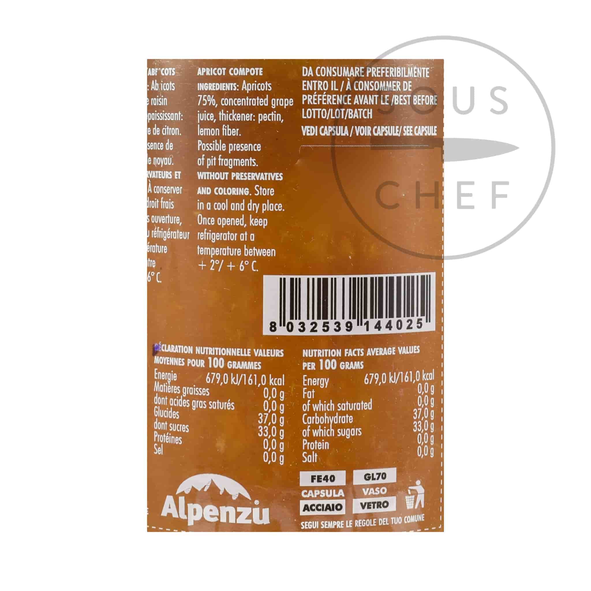 Alpenzu Apricot Preserve 100% Fruit Jam 350g