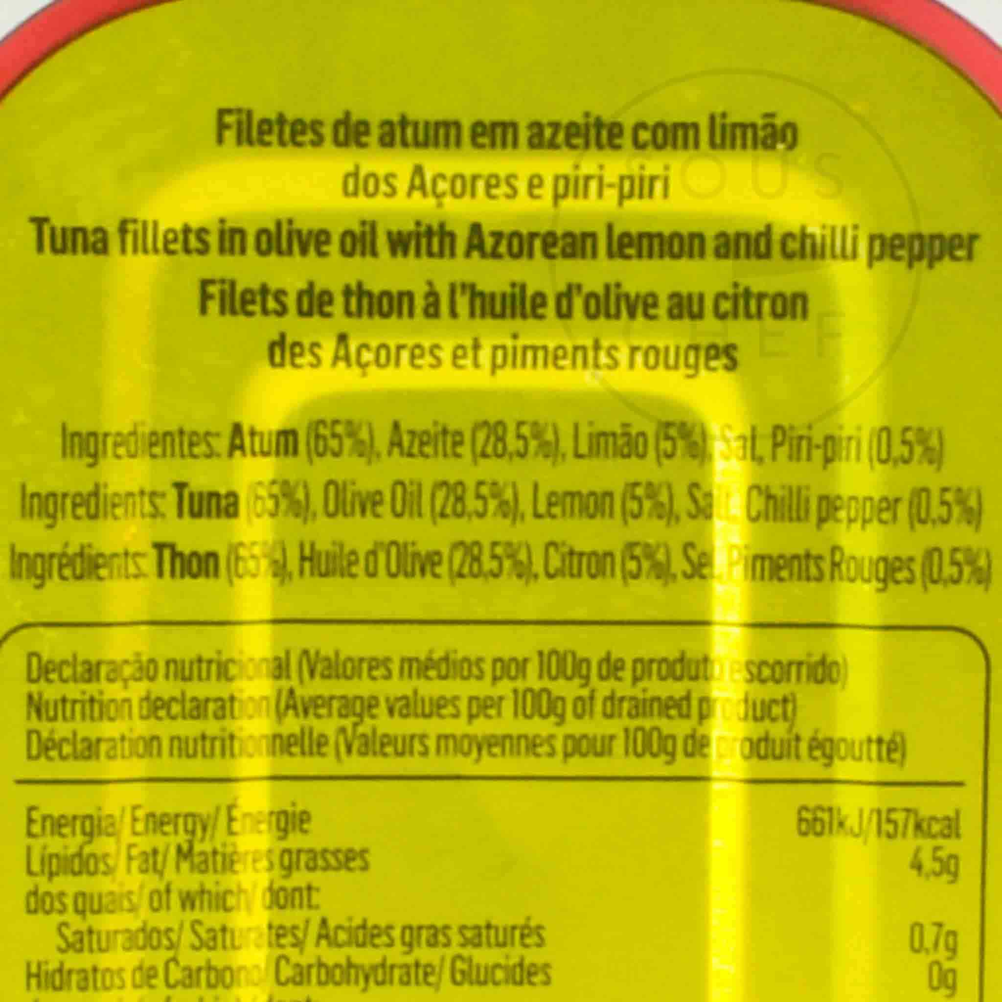 Tenorio Tuna Fillet with Lemon & Piri Piri, 120g