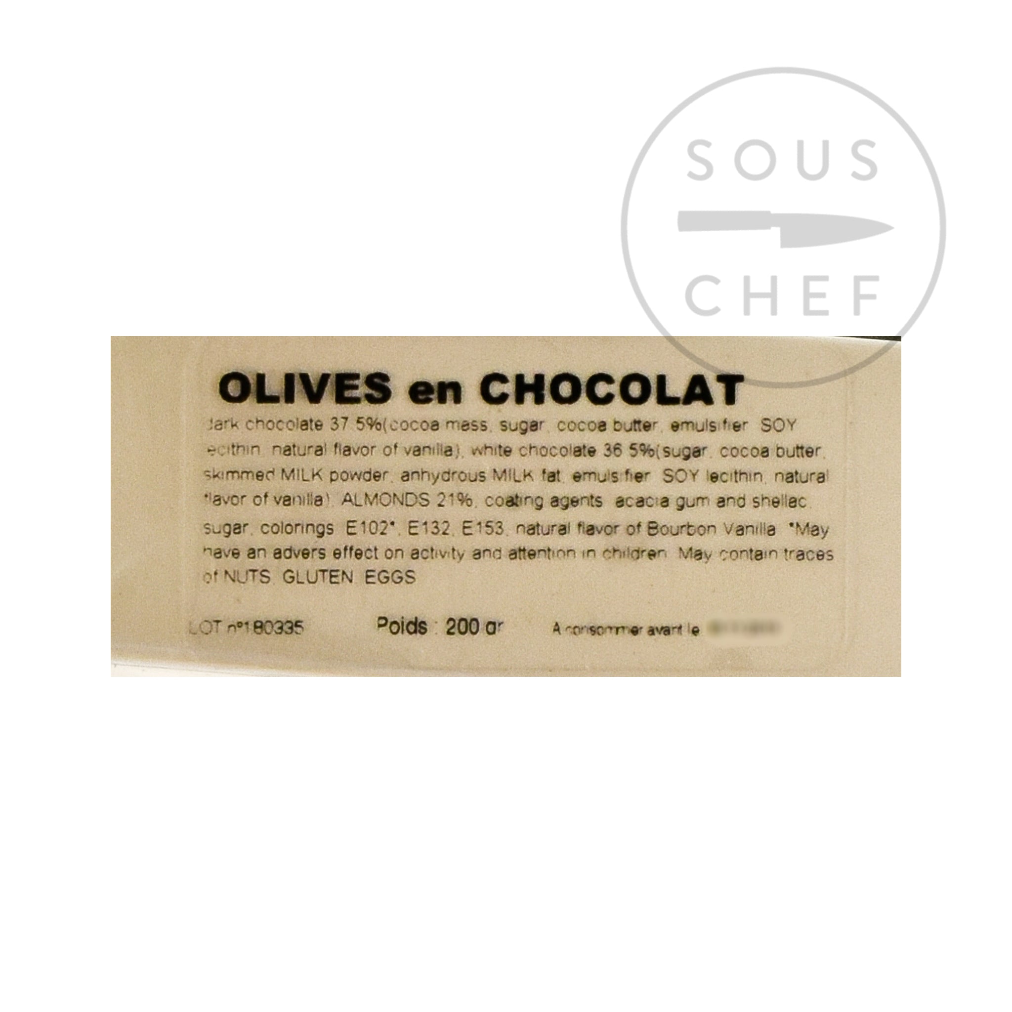 Nicolas Alziari Provence Olive-Shaped Chocolates 80g Ingredients Chocolate Bars & Confectionery French Food Ingredients Information