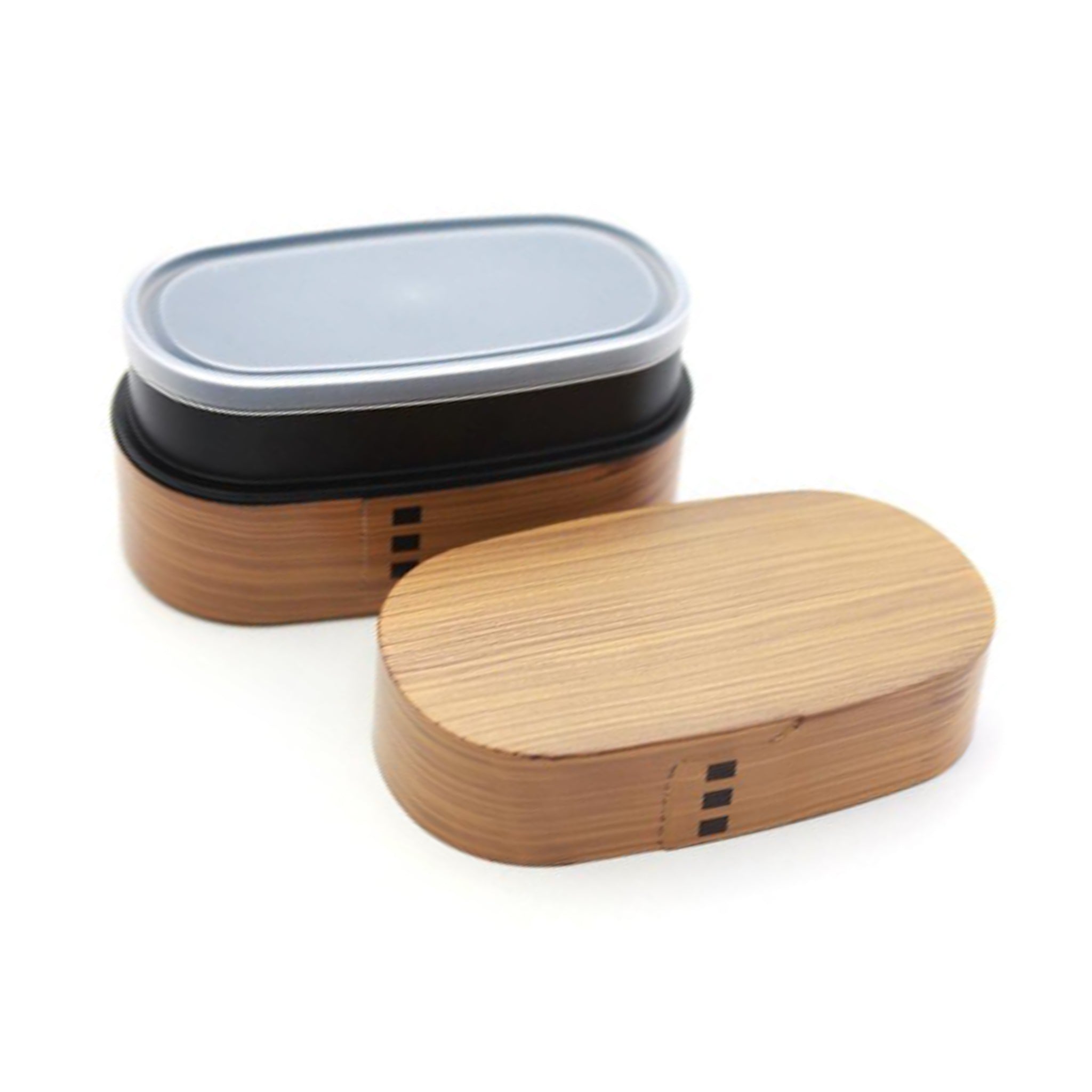 Wood Tone Double Layer Bento Box, 900ml