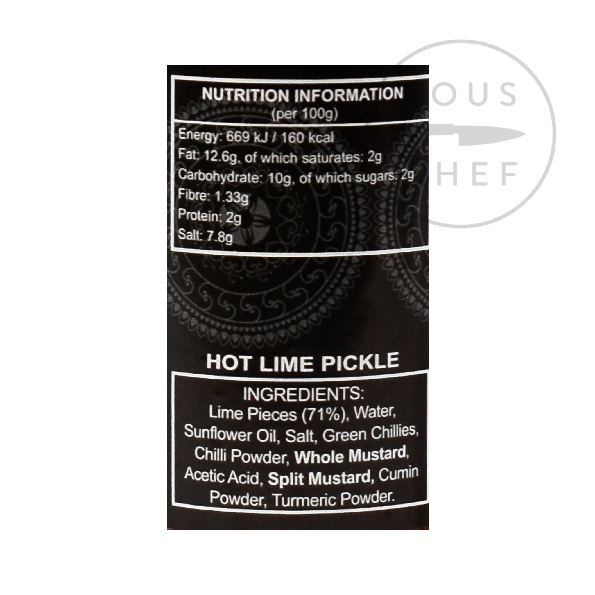 Ferns' Hot Lime Pickle 380g nutritional information ingredients