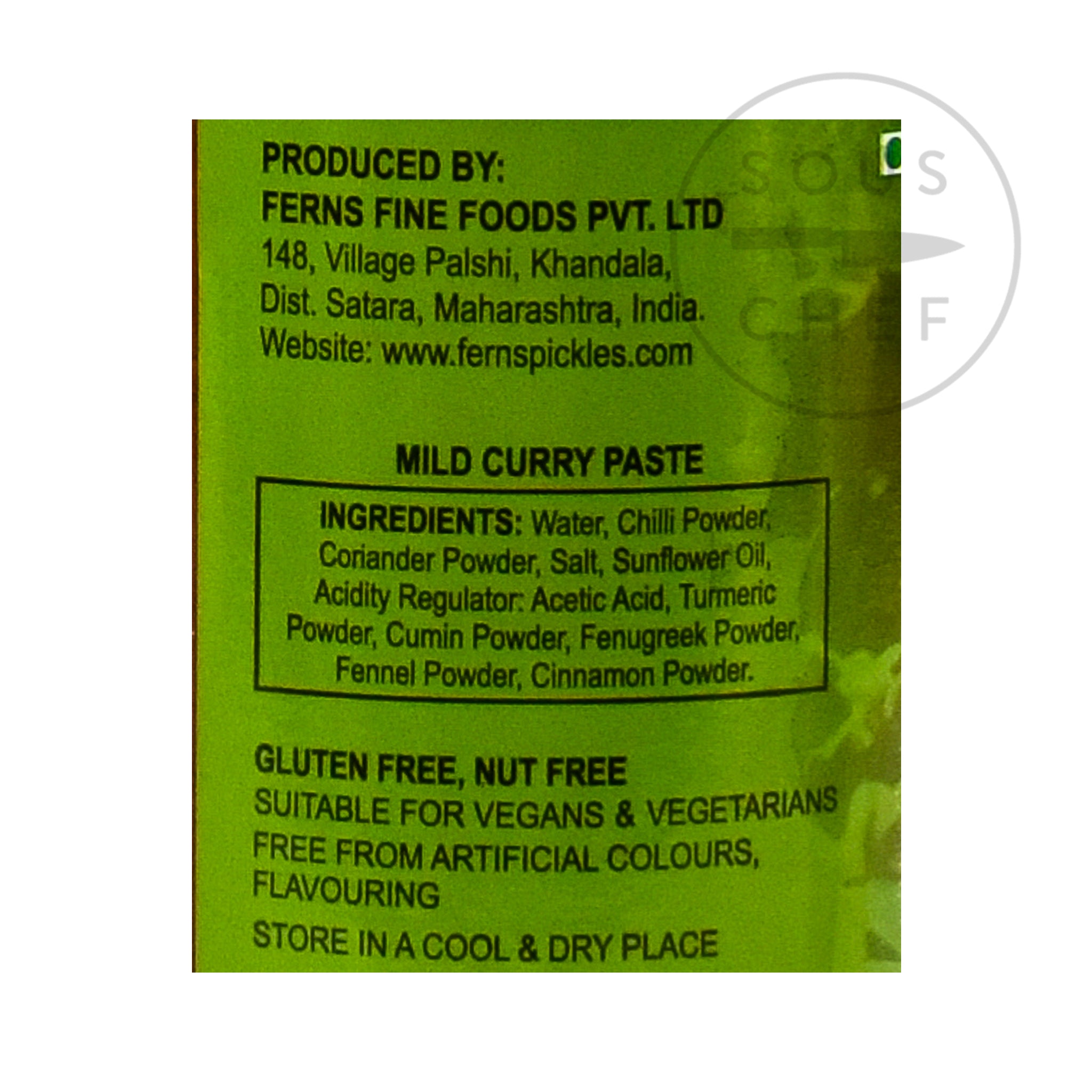 Ferns' Mild Curry Paste 380g ingredients