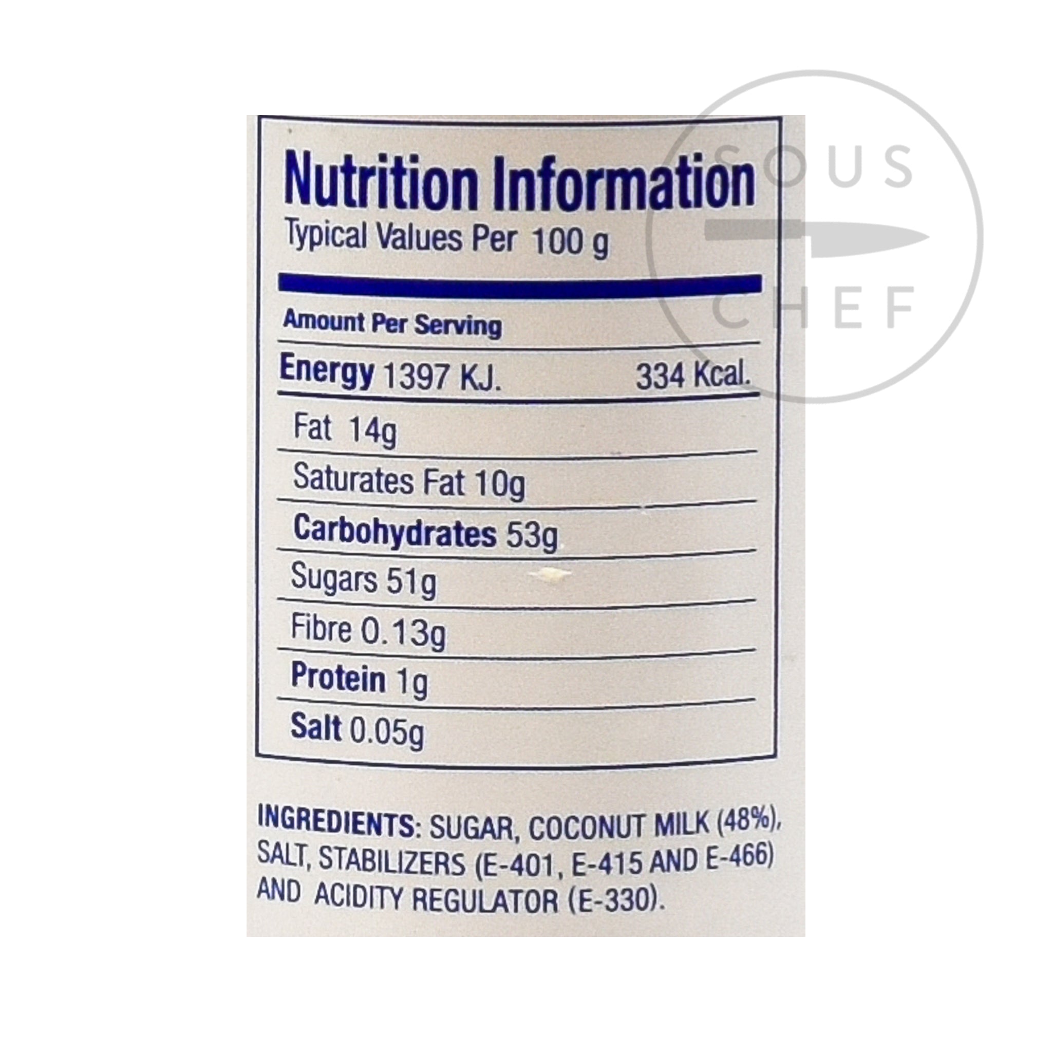 Coco Lopez - Cream of Coconut 425g nutritional information ingredients