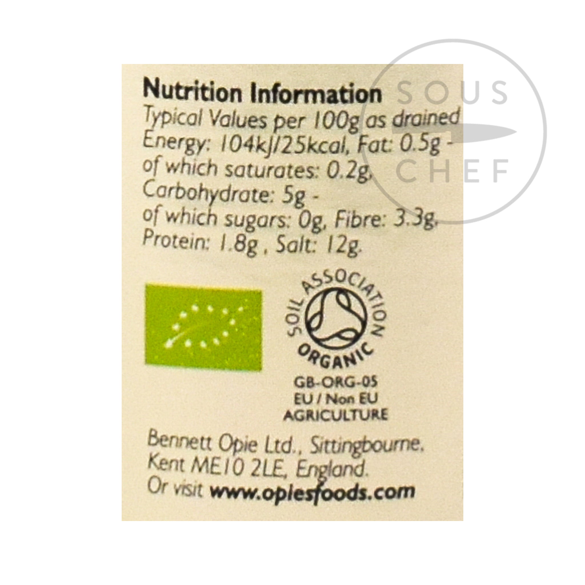 Organic Capers 180g nutritional information 