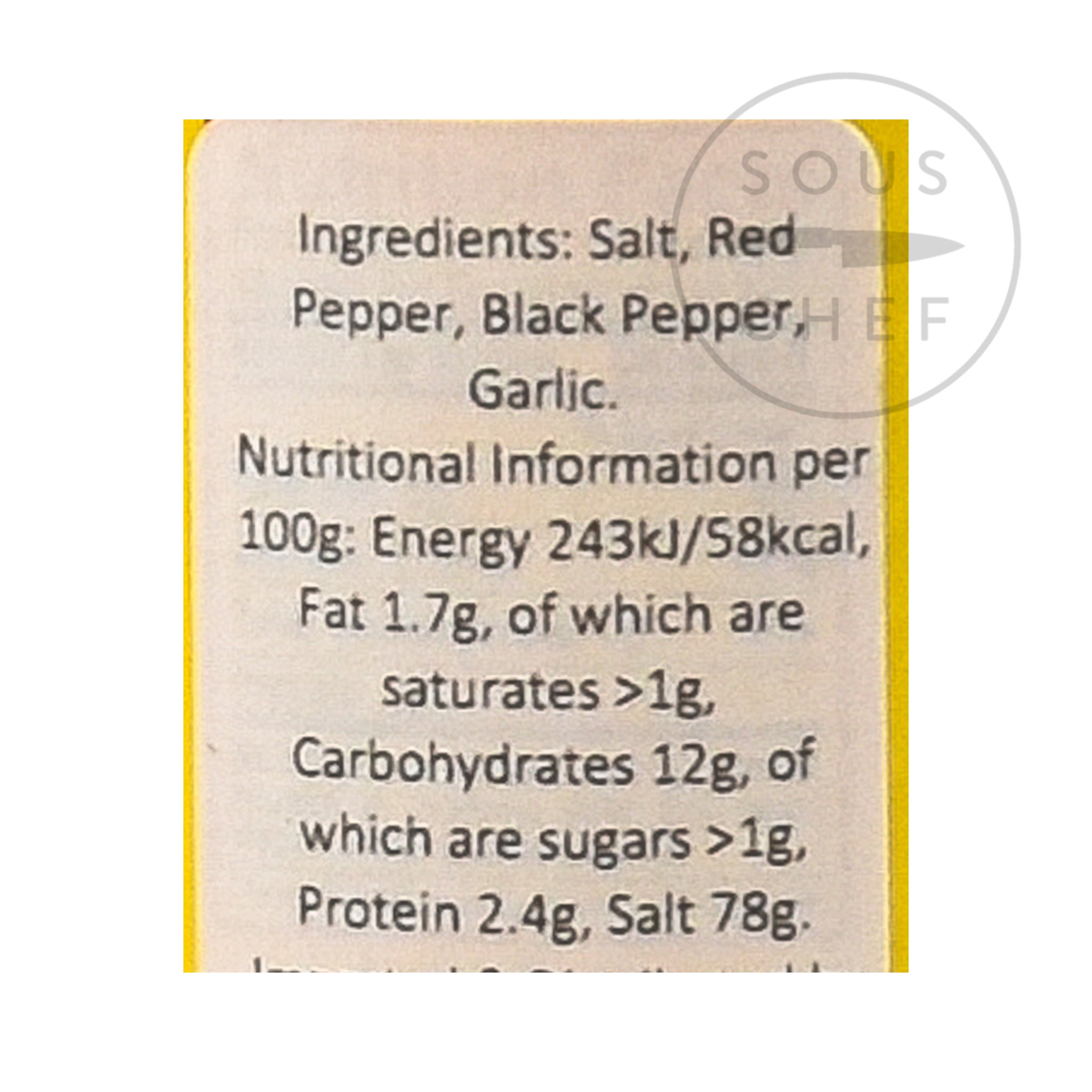 Slap Ya Mama 'Original' Cajun Seasoning 227g nutritional information ingredients