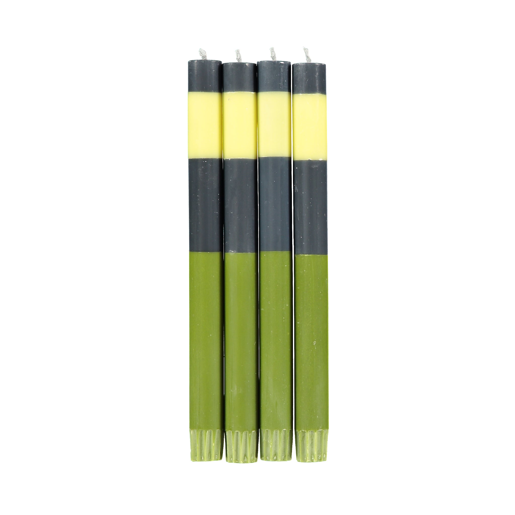 Set of 4 Striped Colourblock Dinner Candles