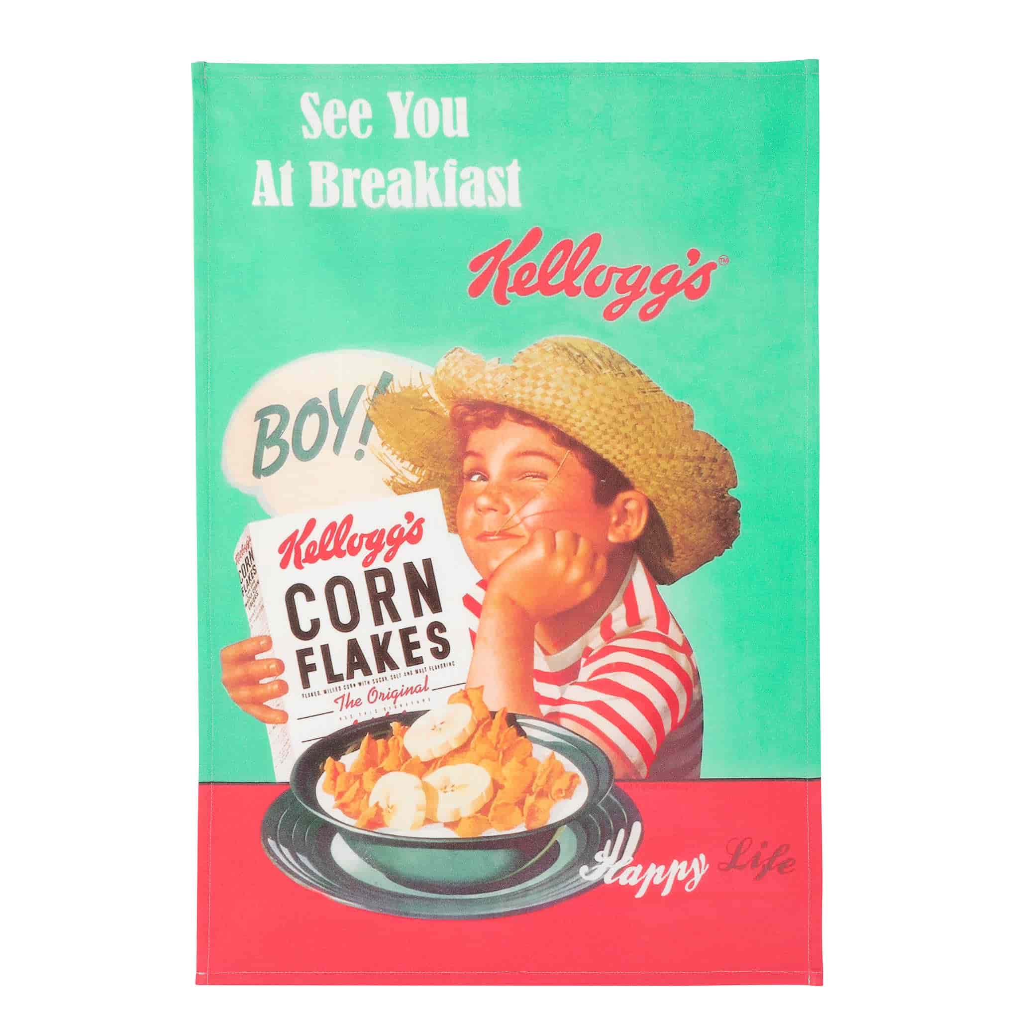 Kellogg's Original Corn Flakes Breakfast Boy Tea Towel