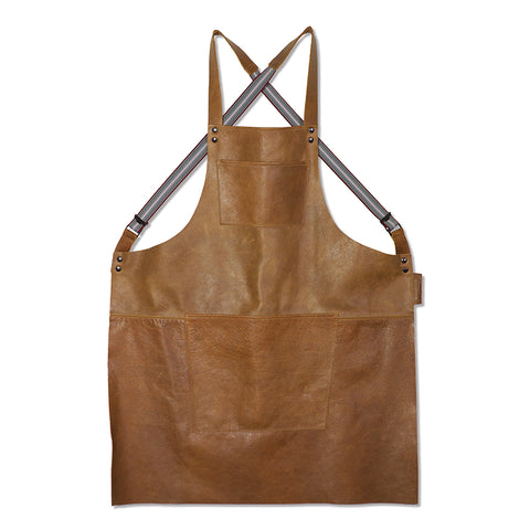 Dutchdeluxes Leather Suspender Apron in Vintage Camel