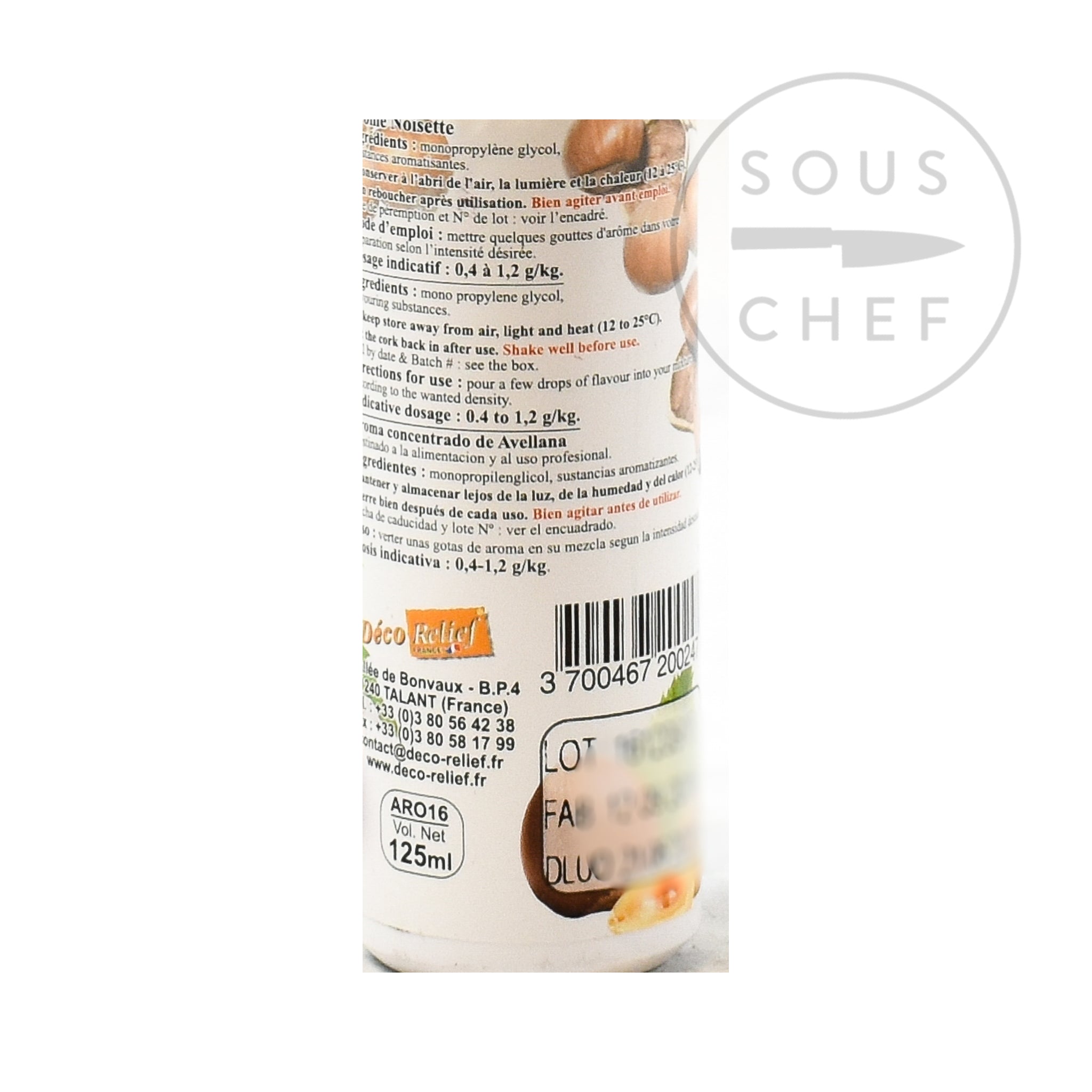 Concentrated Hazelnut Flavour 125ml ingredients