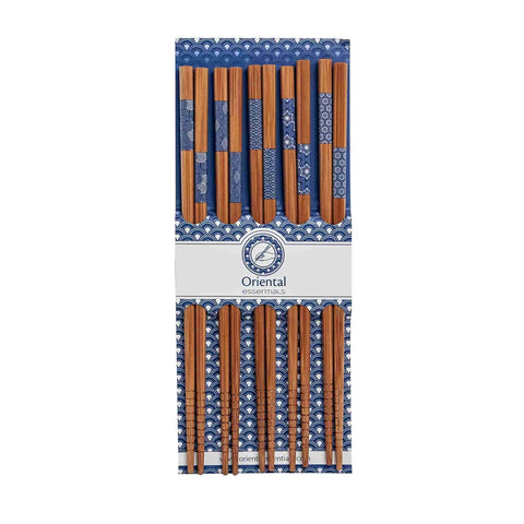Set of 5 Blue Wooden Chopsticks