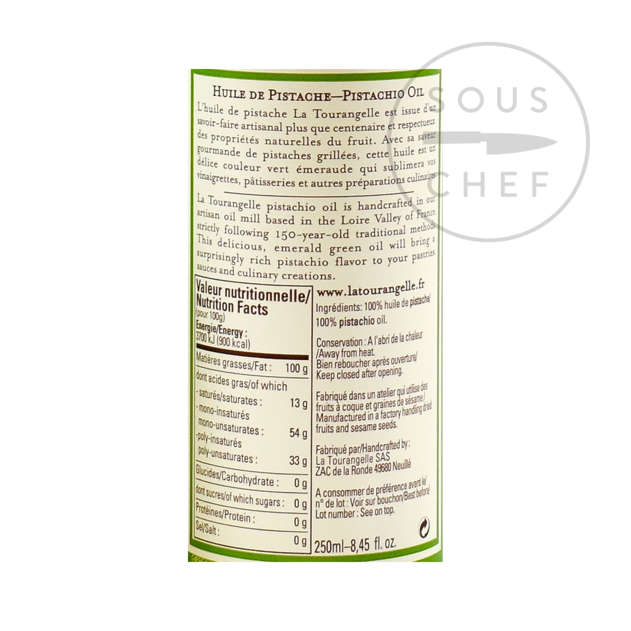 Pistachio Oil 250ml nutritional information ingredients