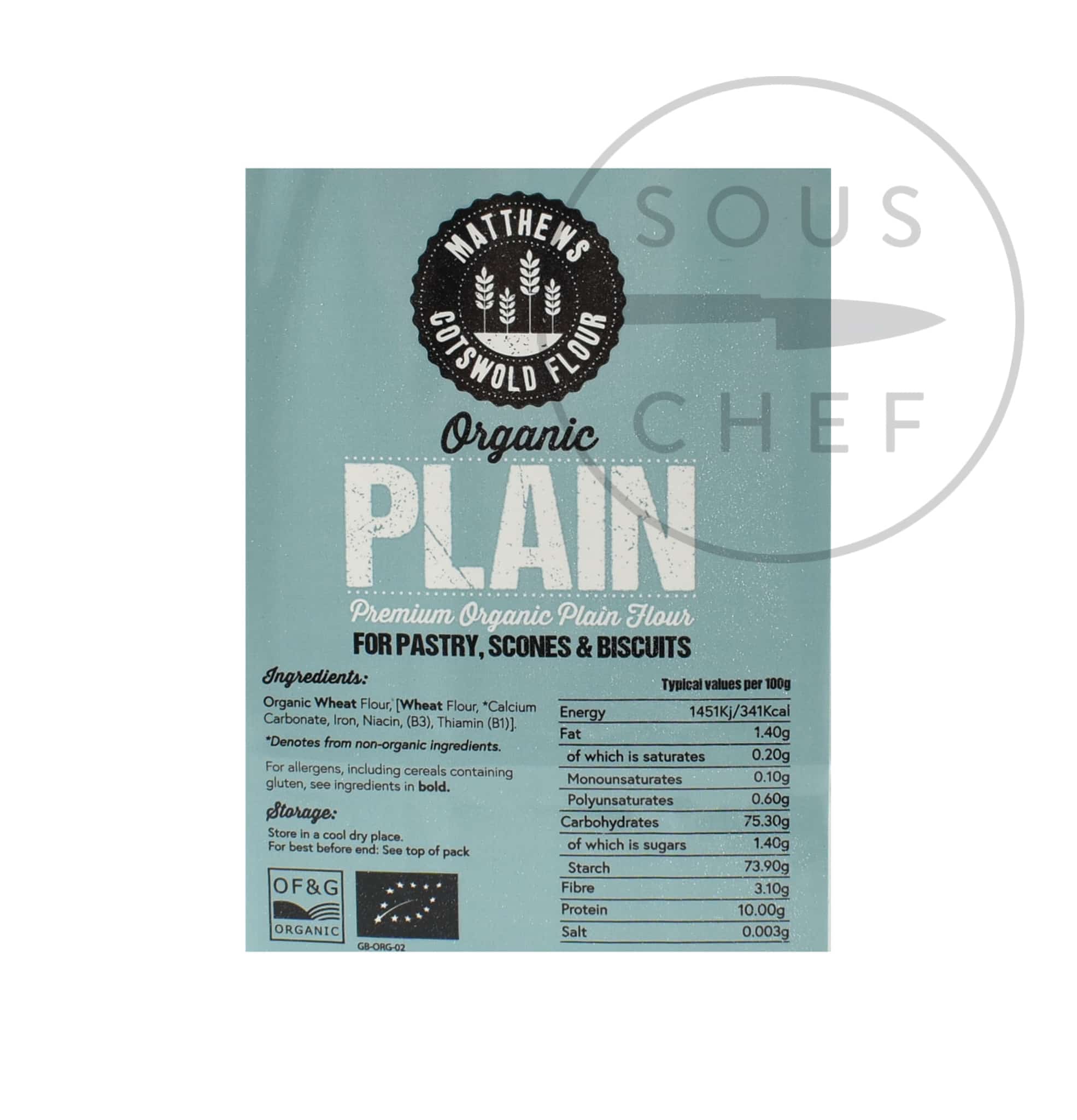 Matthews Cotswold Organic Plain Flour 5x1.5kg