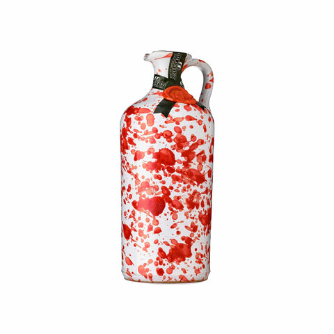 Puglian Extra Virgin Olive Oil in Red Splatter Ceramic Bottle, 500ml
