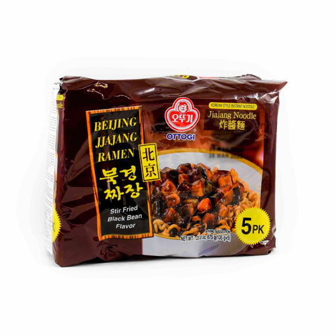 Ottogi Jjajang Black Bean Sauce Ramen Noodles, 5 x 135g