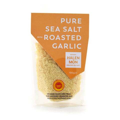 Halen Mon Pure Sea Salt with Roasted Garlic, 100g