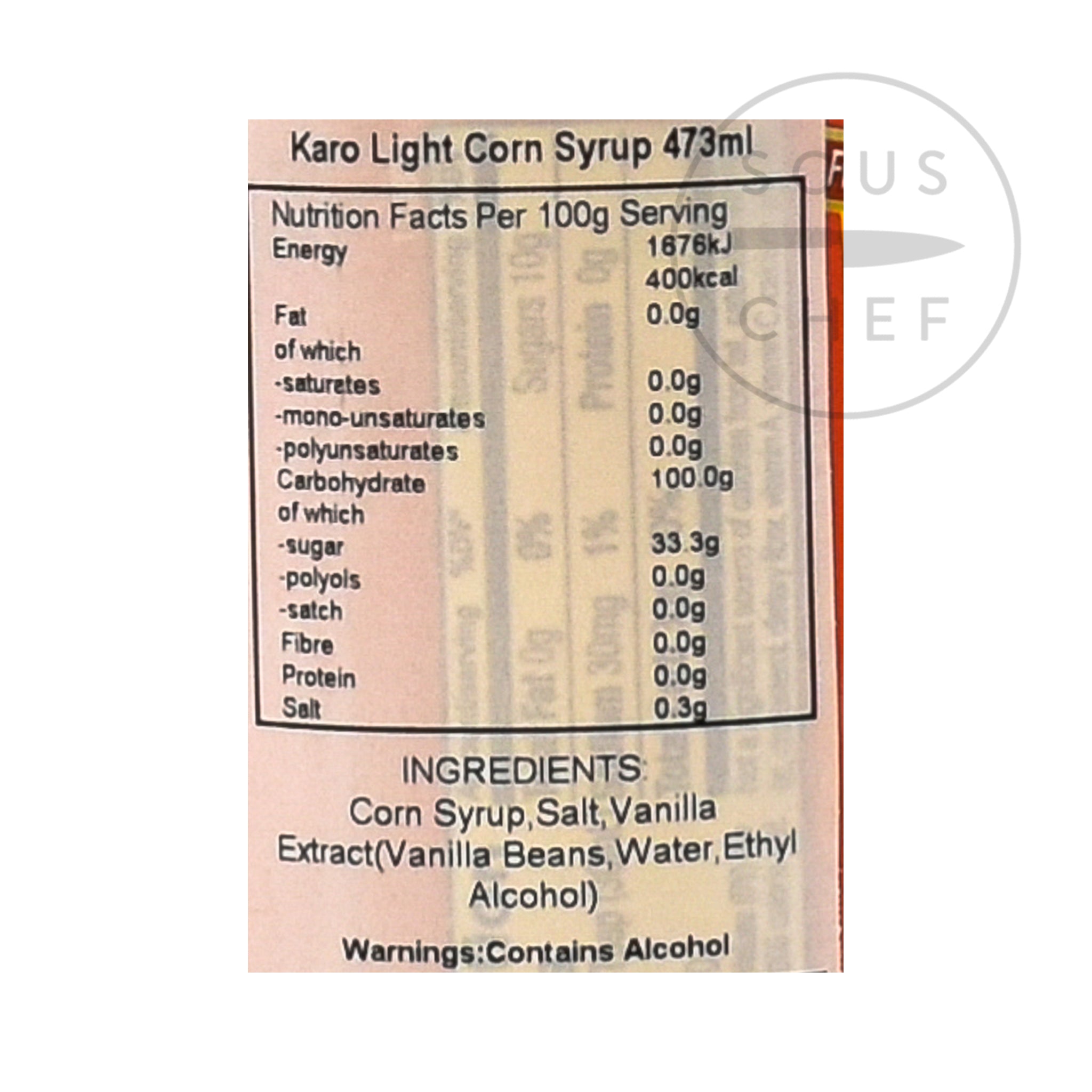 Karo Light Corn Syrup - Red 473ml  nutritional information ingredients