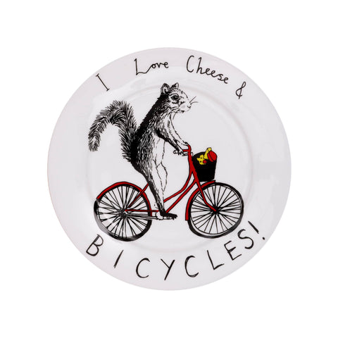 Jimbob Art I Love Cheese & Bicycles Side Plate, 20cm