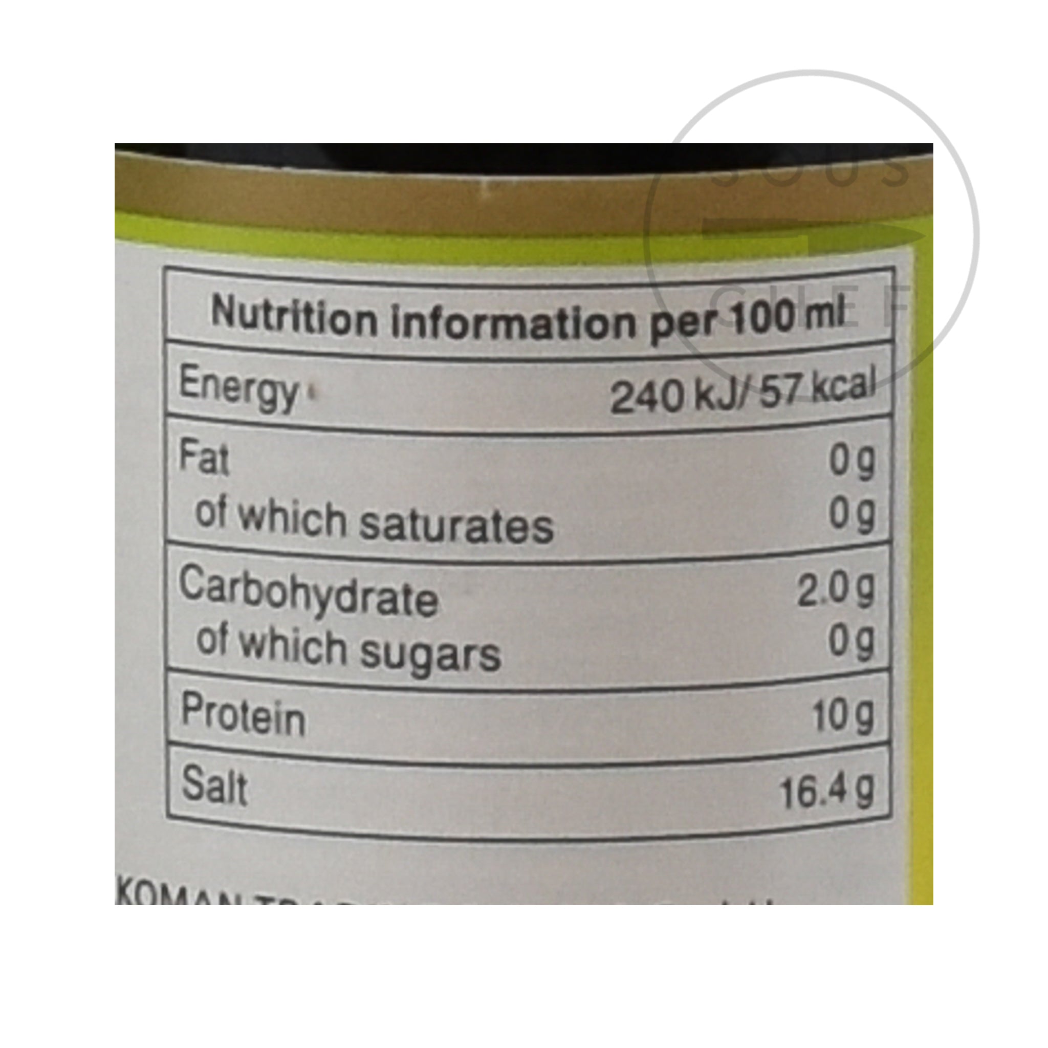 Kikkoman Tamari Soy Sauce - Gluten Free 250ml nutritional information