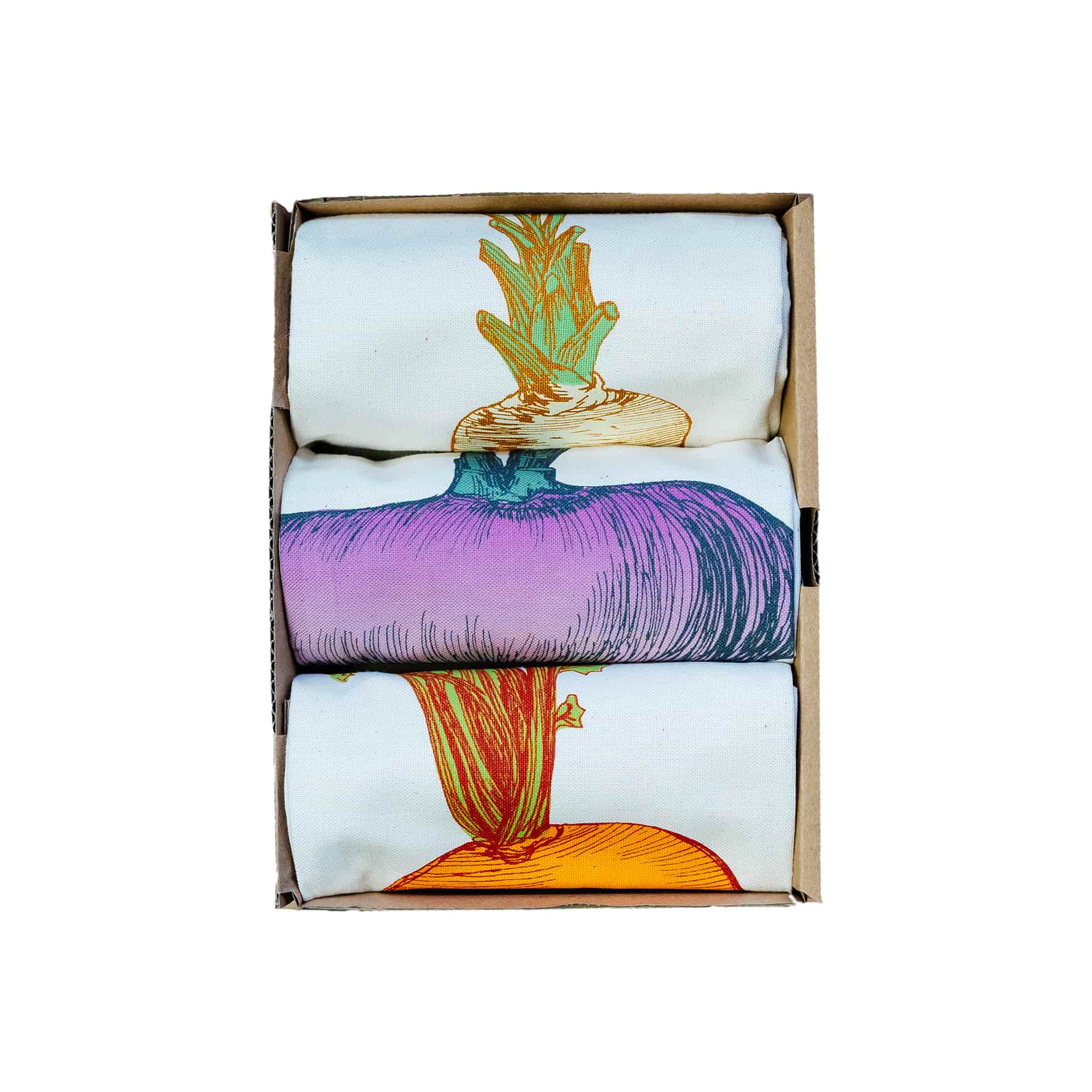 Mixed Veg Tea Towel Gift Box Set of 3
