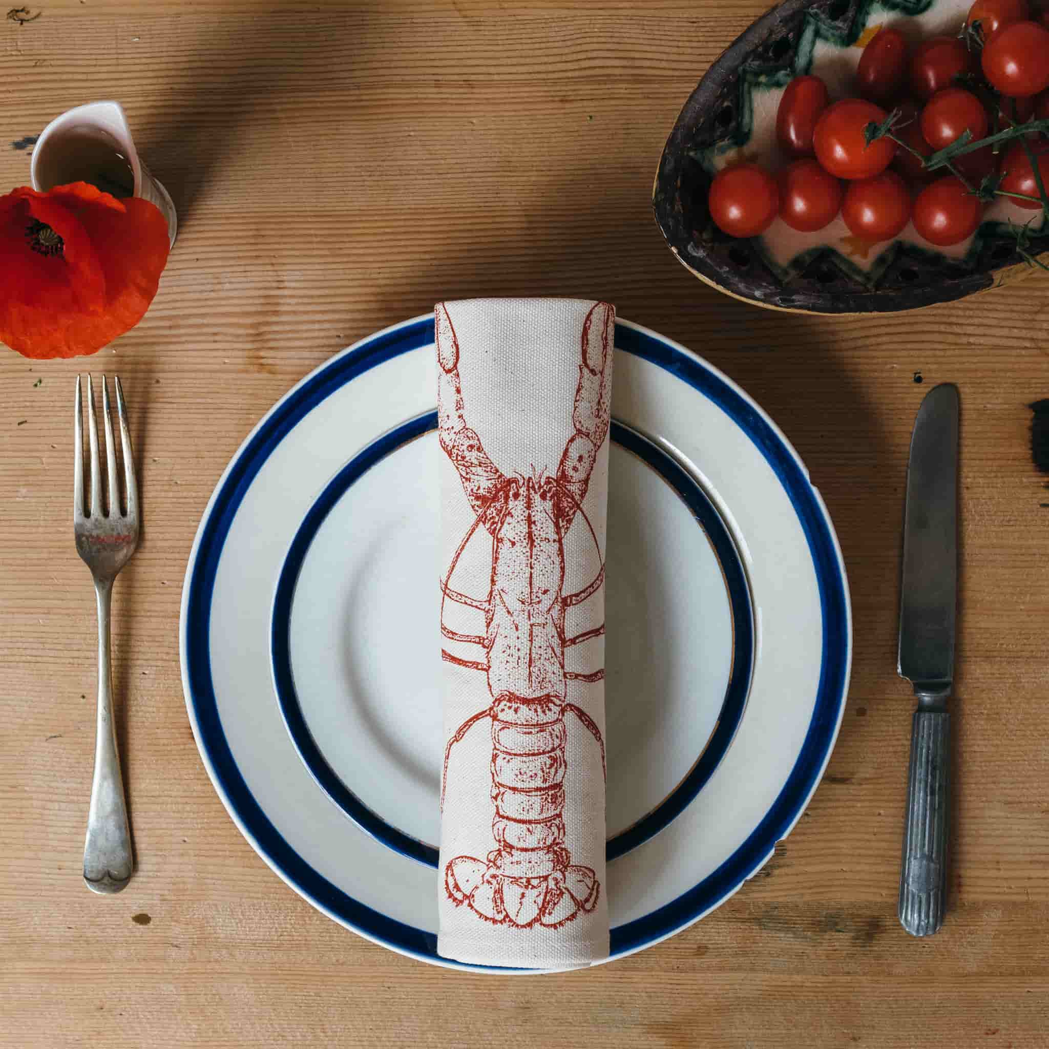 Lobster Design Napkins Box of 6