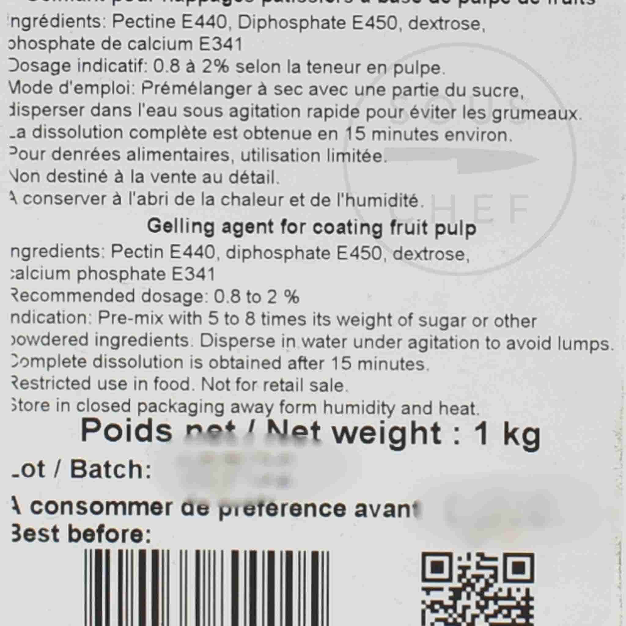 Louis Francois Pectine NH Nappage 1kg Ingredients
