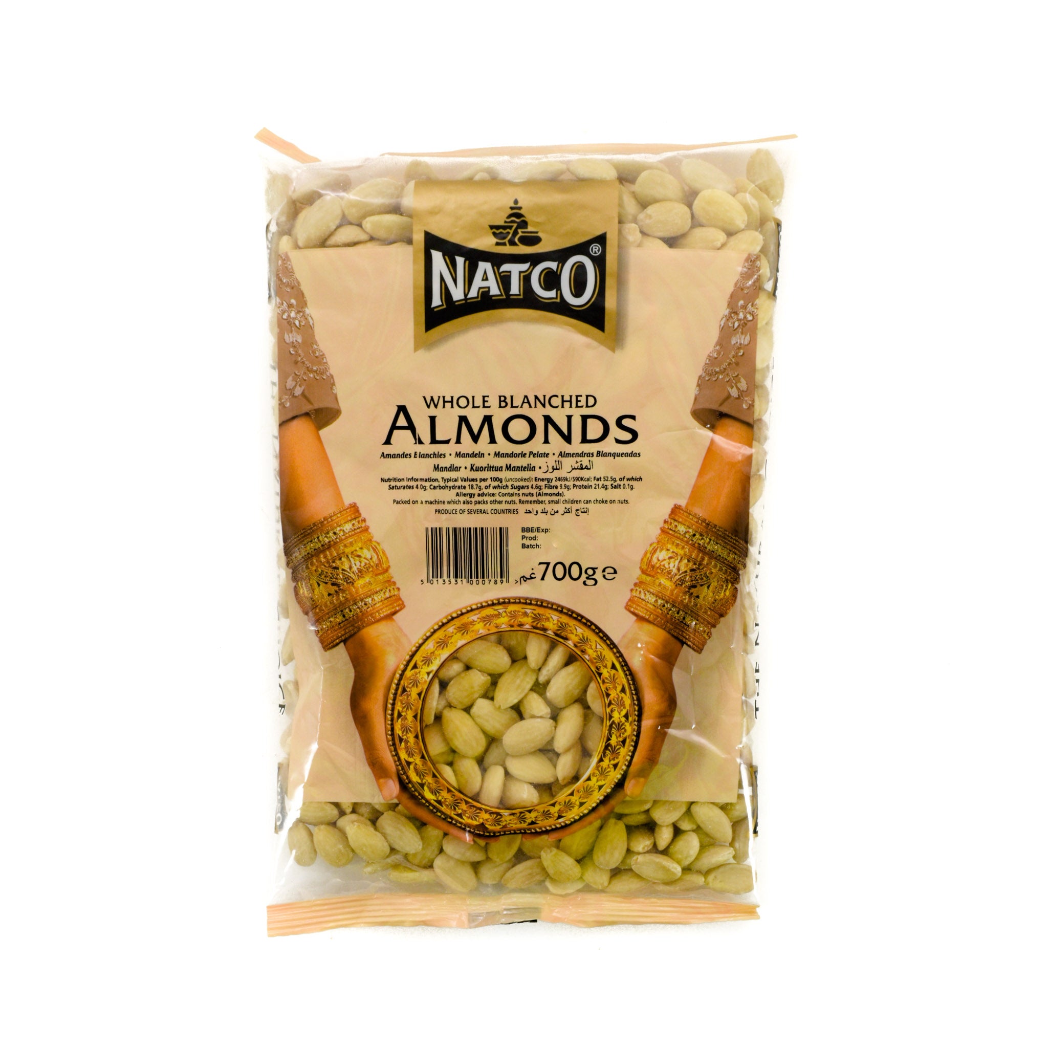 Natco Blanched Whole Almonds 700g