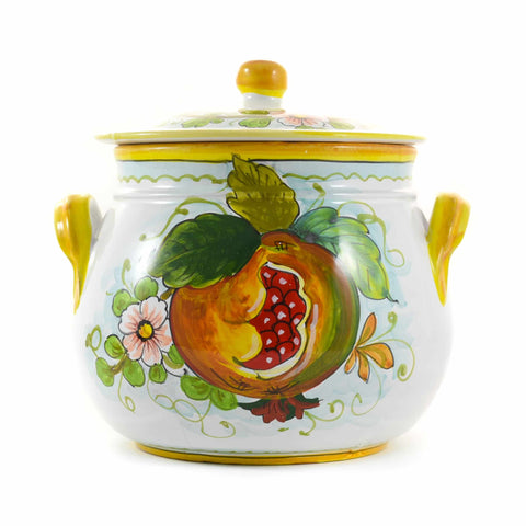 Pomegranate-Painted Terracotta Cooking Pot, 20cm