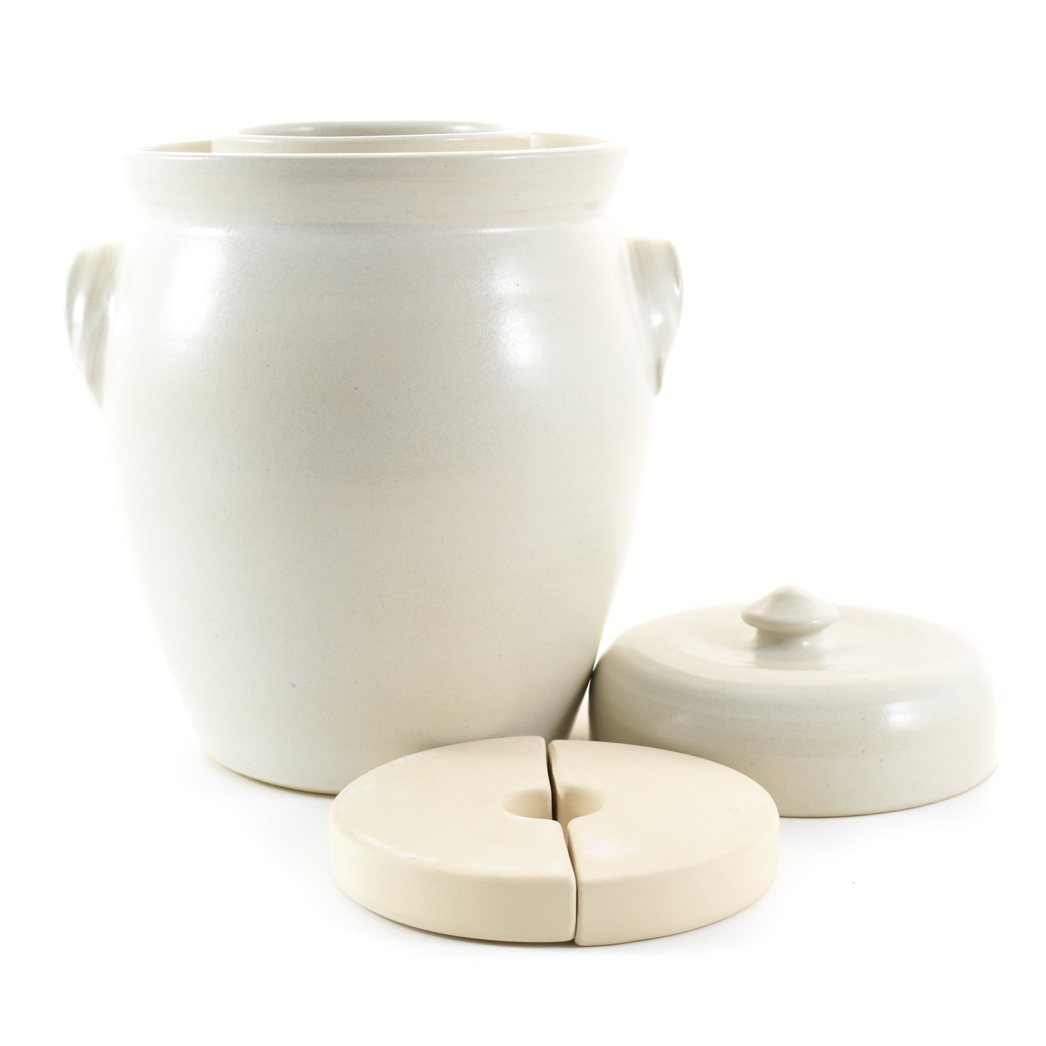 Handmade Stoneware Fermenting Crock in White 4.5 litre