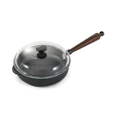 Skeppshult Traditional Cast Iron Deep Saute Pan with Lid, 25cm