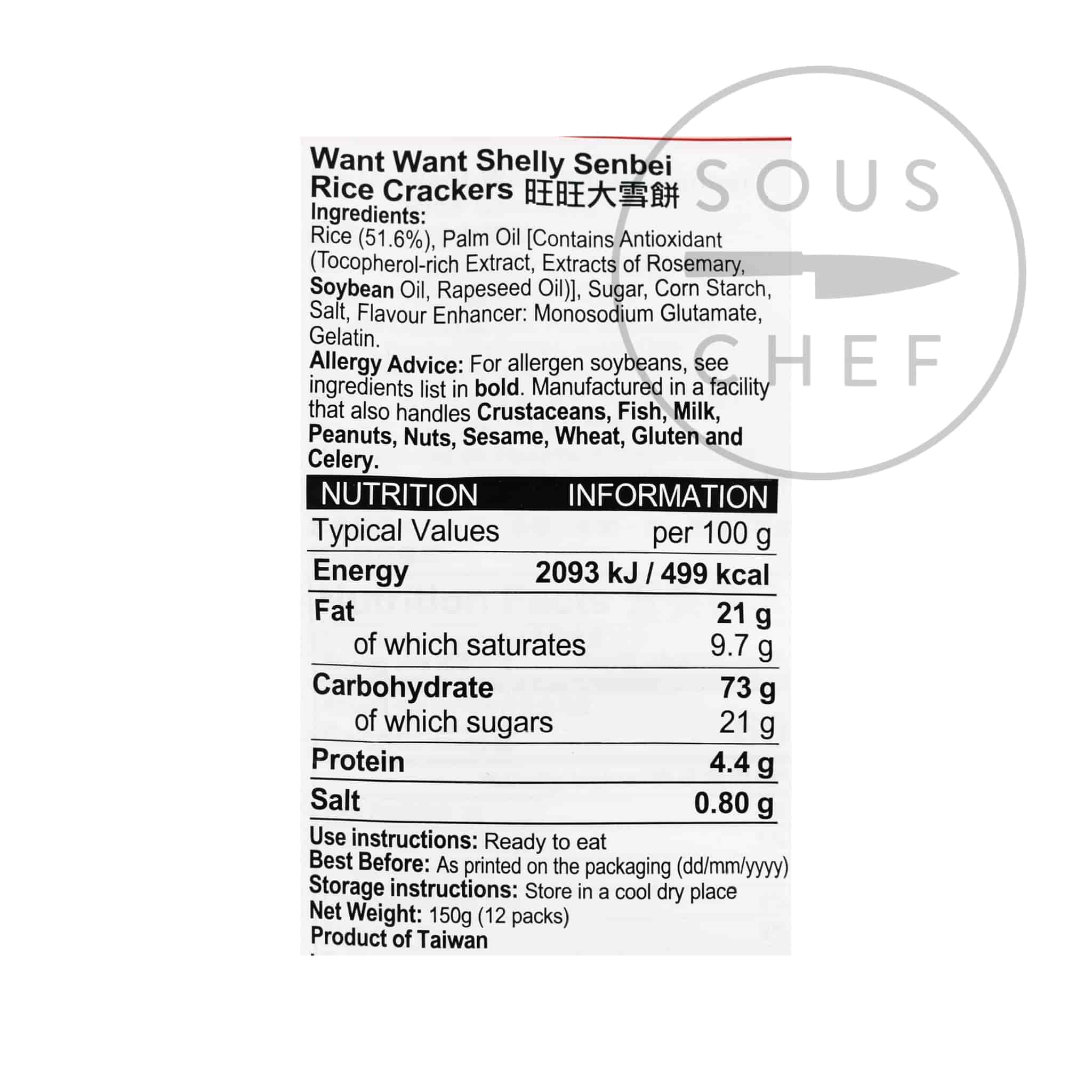 Want Want Shelly Senbei Rice Crackers 150g Buy online UK Sous Chef UK